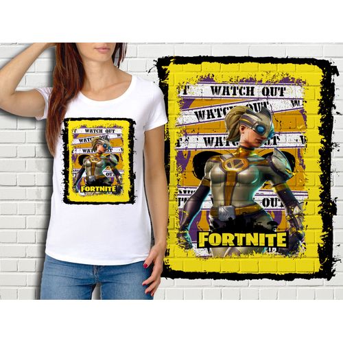 T-Shirt Blanc Femme Fortnite Battle Royale Réf 497