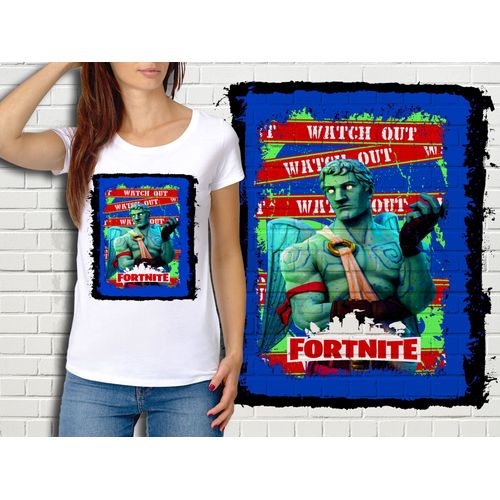 T-Shirt Blanc Femme Fortnite Battle Royale Réf 498