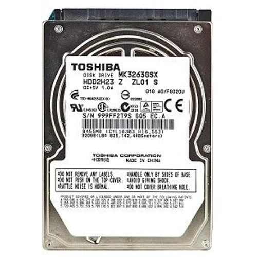 Toshiba MK3263GSX - Disque dur - 320 Go - interne - 2.5" - SATA 3Gb/s - 5400 tours/min - mémoire tampon : 8 Mo