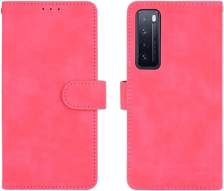 Étui Portefeuille Pour Huawei Nova 7 Pro Étui Portefeuille En Cuir Pu Avec Portecartes Et Dragonne Antichocs Pour Huawei Nova 7 Pro Couleur : Rose Rouge