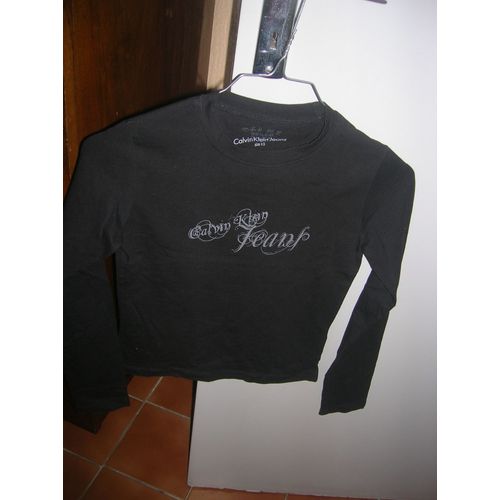 T-Shirt Manches Longues Calvin Klein Xs 10/12 Ans 95% Coton,5% Élasthanne.