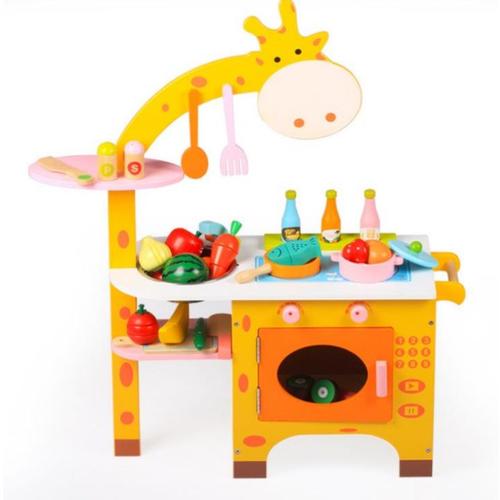 Enfants jouer à faire semblant jouet en bois girafe cuisine play set de  cuisine jeux