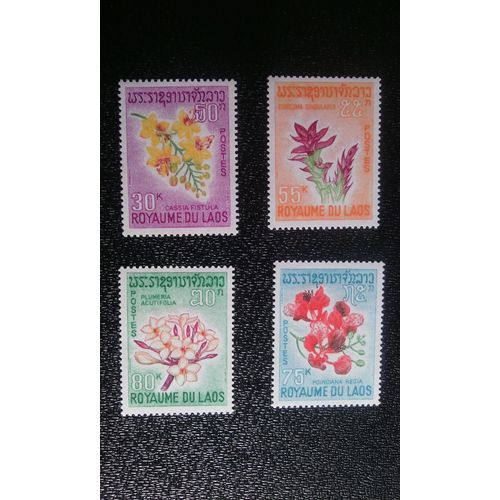 Timbre Laos Yt 160 À 163 Séries: Fleurs Laotiennes 1967