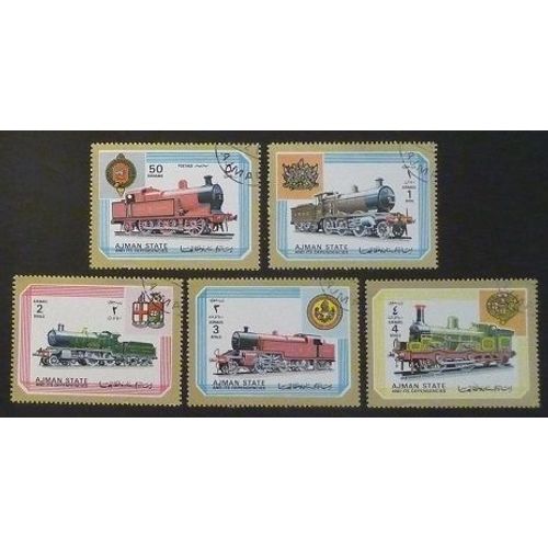 Ajman Oblitéré Lot De 5 Timbres Locomotives