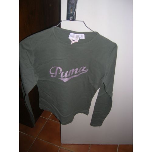 T-Shirt Manches Longues Puma Xs 34 Kaki/Gris.