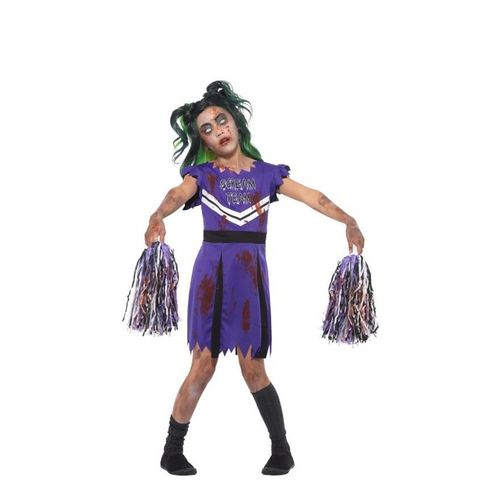 Déguisement De Chherleader Violet Zombie Pour Fille (Taille 7-9a)