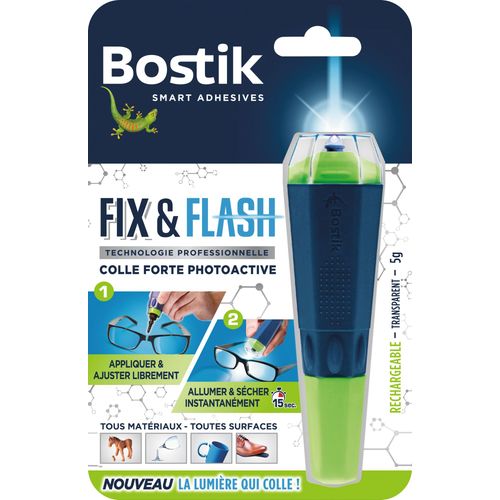 Colle méthoxyéthyl cyanoacrylate FIX & FLASH avec applicateur Bostik - Poids 5 g