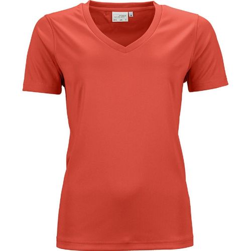 T-Shirt Respirant Femme Col V - Running - Jn735 - Rouge Grenadine