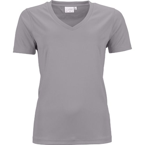 T-Shirt Respirant Femme Col V - Running - Jn735 - Gris Clair