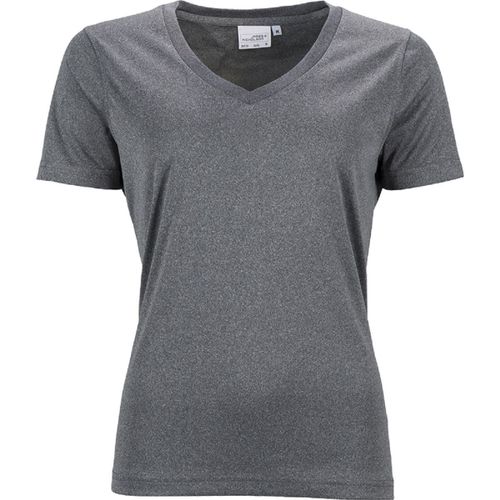 T-Shirt Respirant Femme Col V - Running - Jn735 - Gris Fonc? M?Lange
