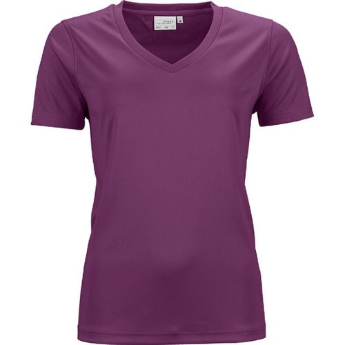 T-Shirt Respirant Femme Col V - Running - Jn735 - Violet Pourpre