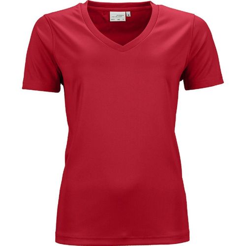 T-Shirt Respirant Femme Col V - Running - Jn735 - Rouge