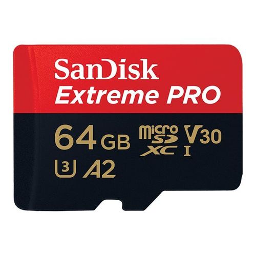 SanDisk Extreme Pro - Carte mémoire flash - 64 Go - A2 / Video Class V30 / UHS-I U3 / Class10 - microSDXC UHS-I