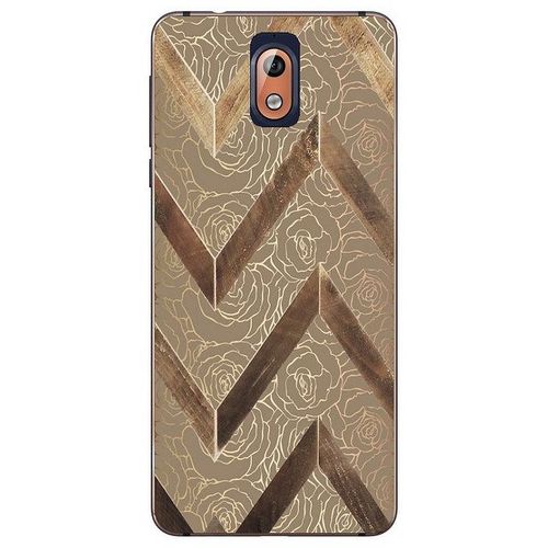 Coque Nokia 3.1 2018 Effet Bois Fleur Chevron