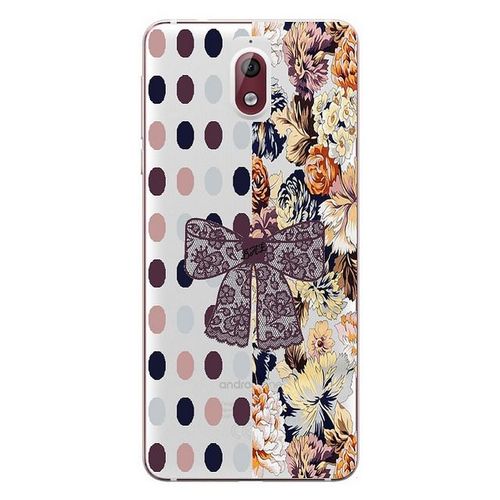 Coque Nokia 3.1 2018 Pois Fleur Noeud Dentelle Bae Automne Prune