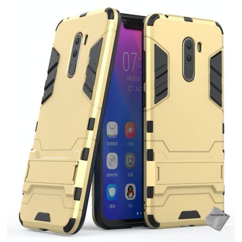 Housse Etui Coque Rigide Anti Choc Pour Xiaomi Pocophone F1 + Verre Trempe - Or