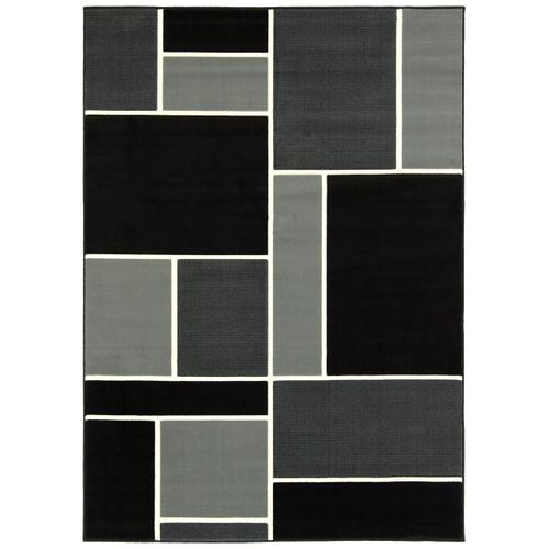 Tapis Salon Moderne Geometrique Noir Et Gris Debonsol - 160x225cm