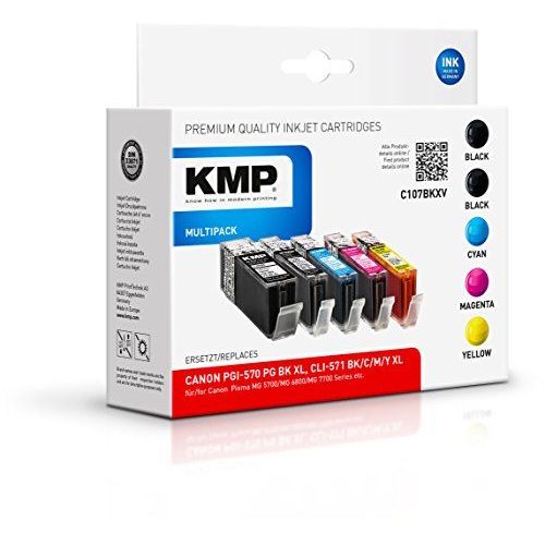 Pack de cartouches compatible KMP C107BKXV noir, noir photo, cyan, magenta, jaune - remplace Canon PGI-570 XL, CLI-571 X