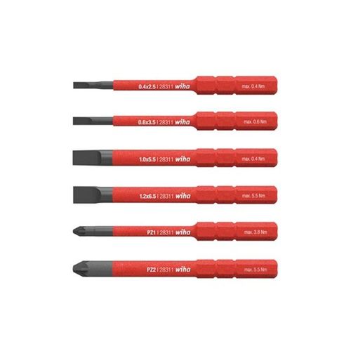 Wiha Jeu D'Embouts Slimbit Electric Fente, Pozidriv 6 Pcs Dans Un Coffret (42211)