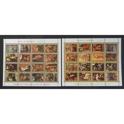 Umm Al Qiwain Oblitéré Lot De 2 Planches De 16 Timbres La Vie Du Christ