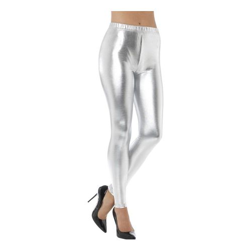 Leggings Métallisé Argenté Pour Femme (Taille M)