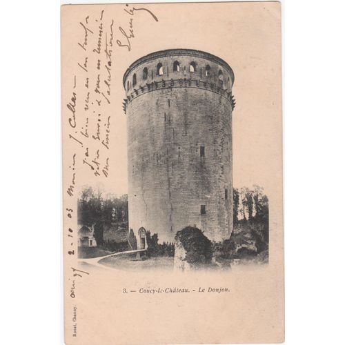 Cpa - 3 - Coucy-Le-Château (Aisne/02380) - Le Donjon - (Timbrée, Oblitérée Et Circulée)