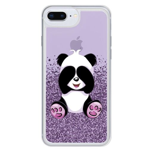 Coque souple iPhone 7/8 Plus Panda et Strass violet