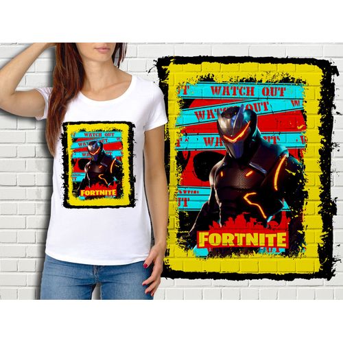 T-Shirt Blanc Femme Fortnite Battle Royale Réf 499