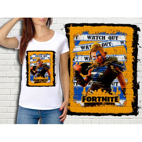 T-Shirt Blanc Femme Fortnite Battle Royale Réf 500