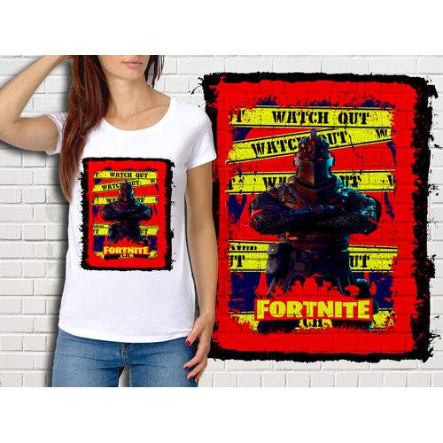 T-Shirt Blanc Femme Fortnite Battle Royale Réf 501