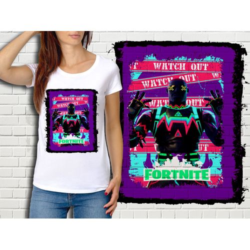 T-Shirt Blanc Femme Fortnite Battle Royale Réf 502