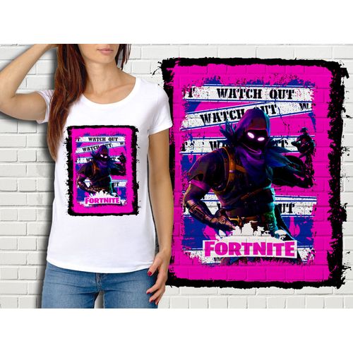 T-Shirt Blanc Femme Fortnite Battle Royale Réf 503