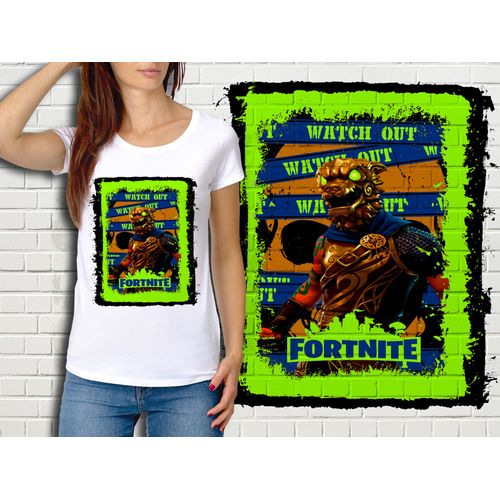 T-Shirt Blanc Femme Fortnite Battle Royale Réf 504