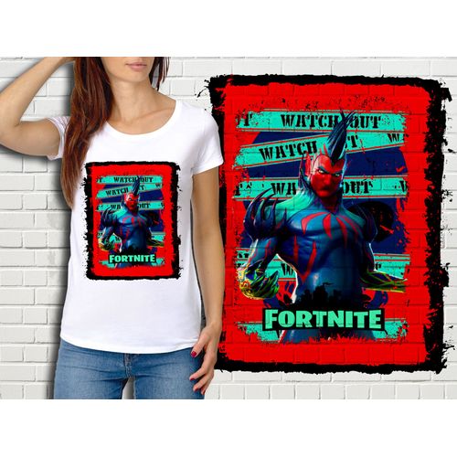 T-Shirt Blanc Femme Fortnite Battle Royale Réf 505