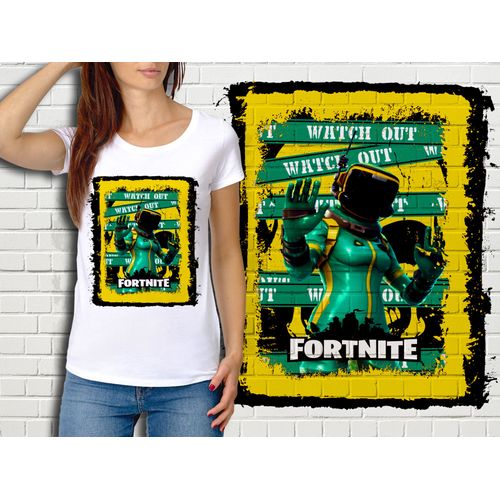 T-Shirt Blanc Femme Fortnite Battle Royale Réf 507