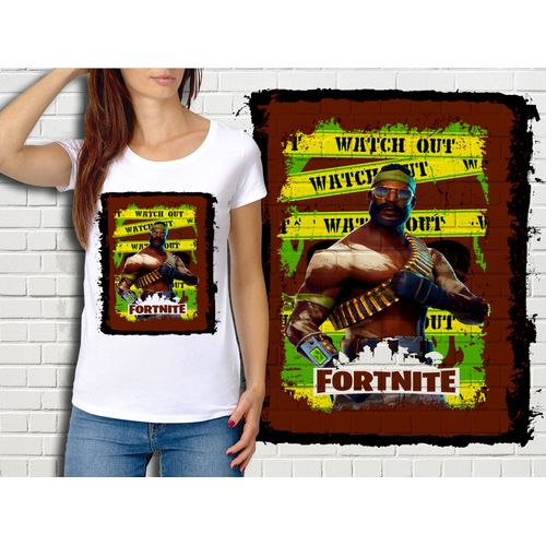 T-Shirt Blanc Femme Fortnite Battle Royale Réf 509