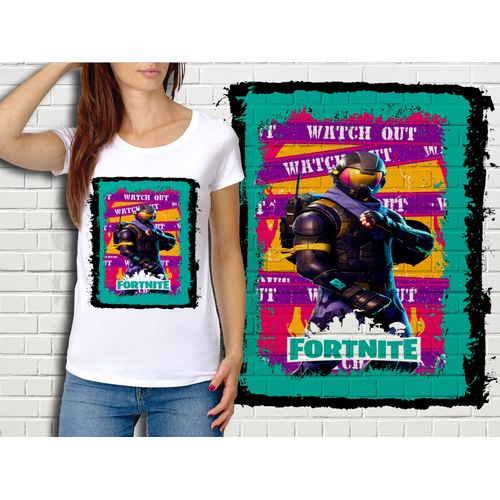 T-Shirt Blanc Femme Fortnite Battle Royale Réf 510