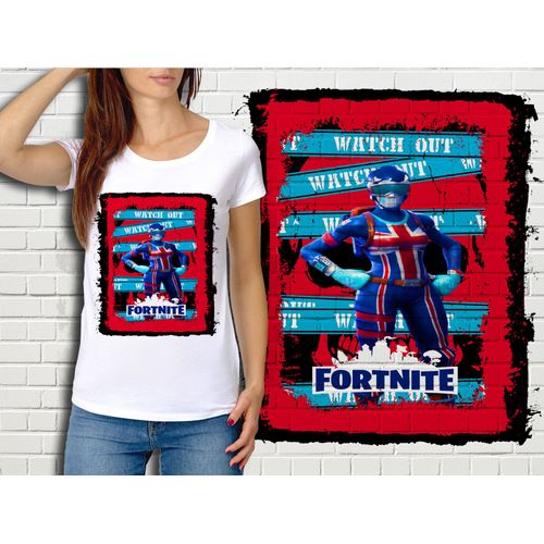 T-Shirt Blanc Femme Fortnite Battle Royale Réf 511