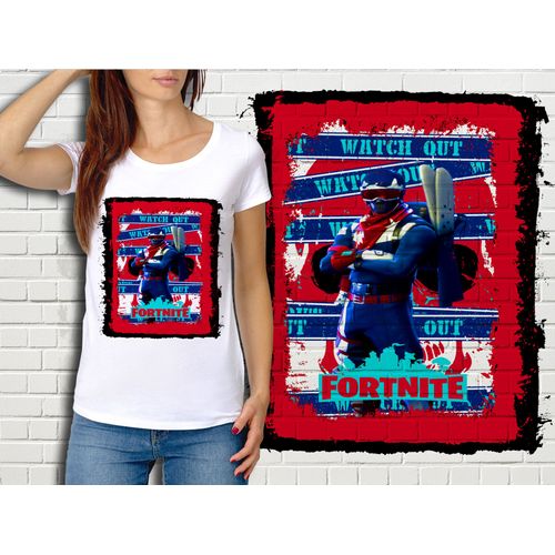 T-Shirt Blanc Femme Fortnite Battle Royale Réf 513