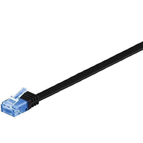 Câble de raccordement réseau RJ45 Goobay CAT 6A U/UTP 15 m noir très flexible, avec cliquet d'encastrement, contacts dor