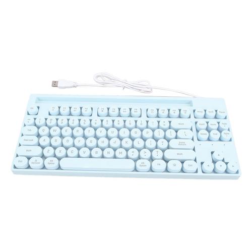 Clavier de jeu filaire 87 touches ABS Punk, capuchons ronds USB avec lumière et support pour ordinateur portable PC bleu