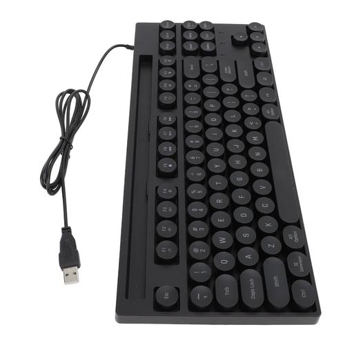 Clavier de jeu filaire 87 touches ABS Punk, capuchons ronds USB avec lumière et support pour ordinateur portable PC noir