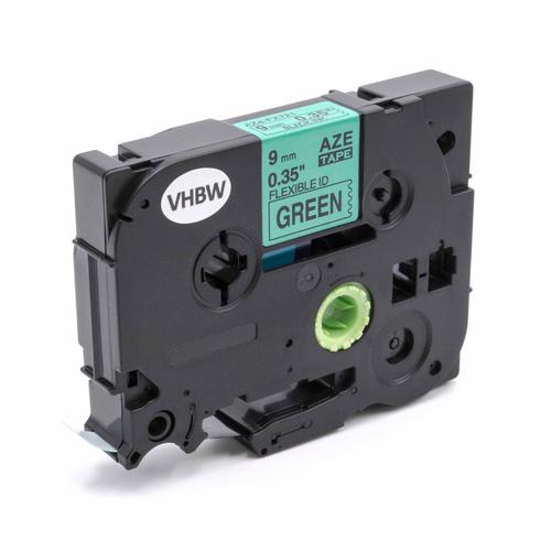 vhbw Ruban ? ?crire Cassette 9mm noir sur vert fl?xible pour imprimante Brother P-Touch H105, H105NB, H105WB, H105WN, H107B, H110, H200