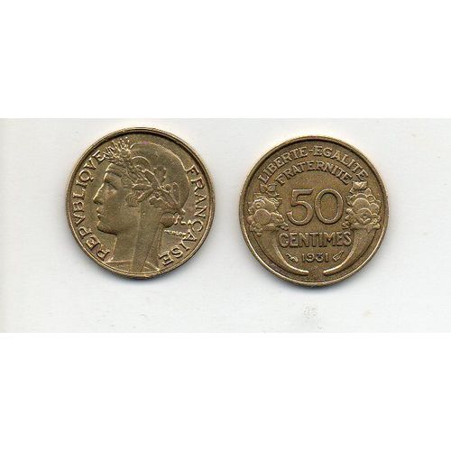 Pièce Monnaie 50 Cts Centimes 1/2 Franc France 1931