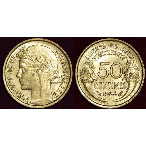 Pièce Monnaie 50 Cts Centimes 1/2 Franc France 1938