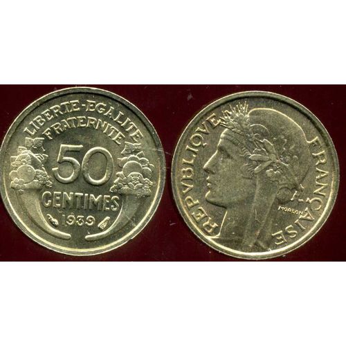 Pièce Monnaie 50 Cts Centimes 1/2 Franc France 1939