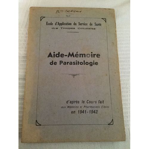 Aide-Mémoire De Parasitologie