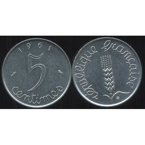 Pièce Monnaie 5 Cts Centimes Franc France 1961