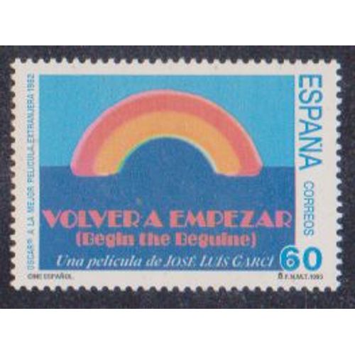 Timbre DEspagne N°2930 Y & T 60 P. Multicolore Centenaire Du Cinéma Cinéma Espagnol "Volver A Empezar" De Jose Luis Garci