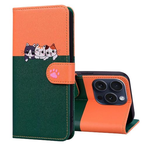 Étui Pour Iphone 15 Pro Max Portefeuille Couverture Rabotant Simple Entreprise Antichoc Étui En Cuir - Vert